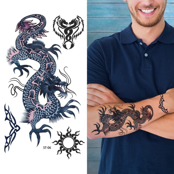 Supperb® Temporary Tattoos - Blue Dragon (Set of 2)