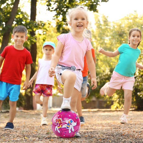 Innotoys Size 3 Soccer Ball Girls with Ball Pump, Soccer Ball for Kids Boys Girls Toddlers 2 3 4 5 6 7 8 Years Old, Indoor Outdoor Sports Toys Balls Gift (Unicorn)