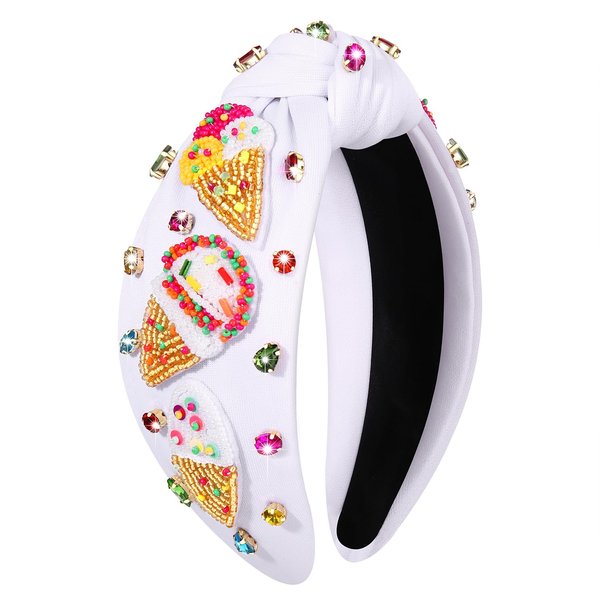 boderier Ice Cream Headband Beaded Ice Cream Popsicle Knotted Headband for Women Jeweled Crystal Embellished Headband Summer Party Birthday Girls Headband Accessories Gifts