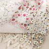 Flower Nail Art Stickers Decals 5D Flower Nail Stickers Floral Daisy Acrylic Embossed Nail Decals 6PCS Daisy Butterfly Floral Leaf White Spring Design Self-Adhesive Nail Sliders for Manicure Decor