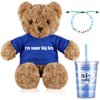 Relaxgiant 3 Pcs Big Brother Gifts Set with i'm the Big Brother Message Bear Stuffed Animal, Bracelets and Insulated Plastic Tumbler Cup