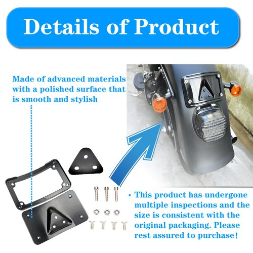 Curved Laydown License Plate Mount with Frame Harley Davidson License Plate Mount Truck Bracket 3-Hole Relocation kit OEM# 3148