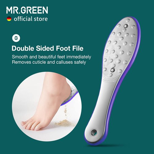 MR.GREEN Foot File Double Sided Pedicure Foot Care Tools Professional Callus Remover Foot Rasp Stainless Steel Foot Scrubber for Feet (Purple)