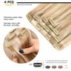 GEELOOK Clip in Hair Extensions Real Human Hair 16 Inch Ash Blonde/Lightest Blonde #18/613 Color Double Weft 100% Remy Human Hair Thick Long Soft Silky Straight 4pcs 10clips for Women 70grams