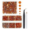 qiipii 2 Boxes 3060PCS Orange Resin Rhinestones Crystal Topaz Orange Resin Rhinestones Crystals Diamonds 2mm-6mm Non-Hotfix Gems Stones for Nails Tumblers Mugs Bottles DIY Crafts Body Face Eyes Makeup