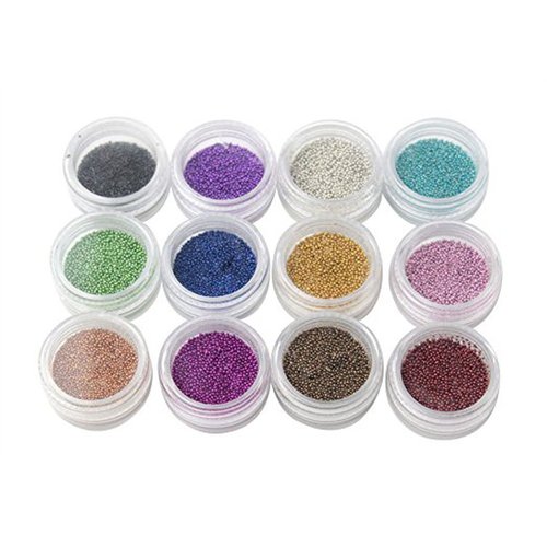 1Pack Fashion Caviar Nails Art New 12 Colors plastic Beads Manicures or Pedicures Nail Art Caviars/Beads/Mini Pearls Decorations