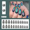 TBRZTR Press on Nails Medium Length Artificial Acrylic Nails Cat Eye Design Full Cover Glossy Reusable False Nails Almond Shaped Fake Nails Glue on Nails for Women Supplies 24Pcs