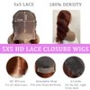 XTERFSTY Long 30 Inch Reddish Brown 5x5 HD Lace Closure Wigs Human Hair 180% Density 33B Body Wave Lace Front Wigs Human Hair Glueless Body Wave Closure Wigs For Women Pre Plucked with Baby Hair