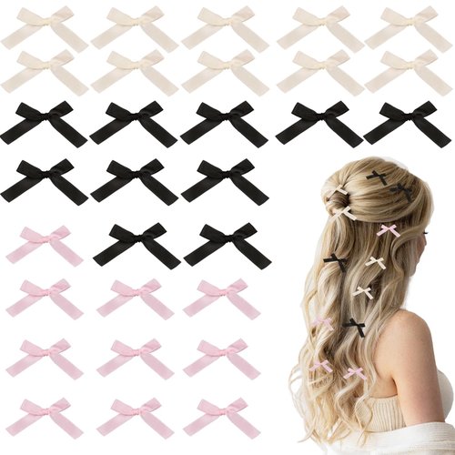 30PCS Bow Hair Clips Mini 3 Colors Women Girls Claw Clip Barrettes Y2k Braiding Hairclip Stylish Hair Accessories
