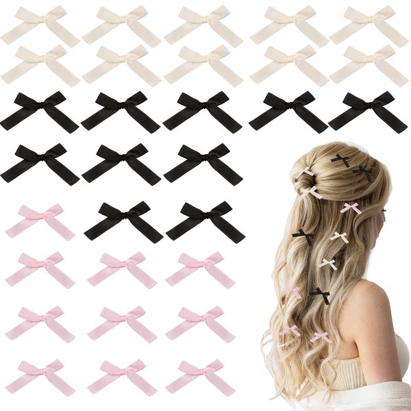 30PCS Bow Hair Clips Mini 3 Colors Women Girls Claw Clip Barrettes Y2k Braiding Hairclip Stylish Hair Accessories