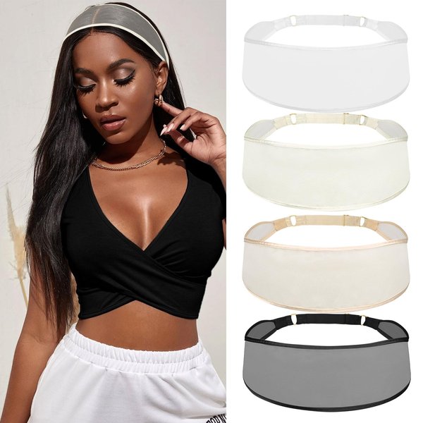 ACO-UINT Headbands for Women Mesh Head Bands for Women's Hair, 4 Pack Boho Head Wraps Wide Headbands Thick Headbands, Non Slip Turban Headbands Summer Hair Accessories for Women