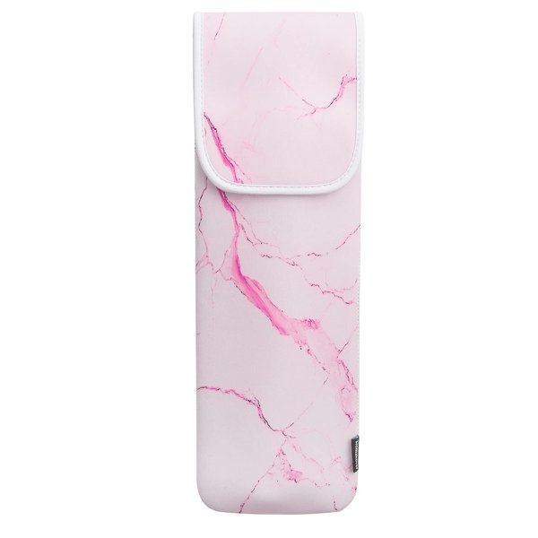 Heat Resistant Neoprene Curling Iron Cover Bag, Universal Curling Iron Cover Sleeve, Flat Iron Curling Wand Travel Case Pouch for Travel, Gym, or Home, 15 x 5 Inches (Pink Marble Pattern)