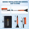 YeewayVeh 35" Ice Scraper for Car Windshield, Extendable Snow Brush with Foam Grip & Additional Handhold, 2 in 1 Detachable & Scratch-Free Snow Scrapers for Car Truck SUV, Orange
