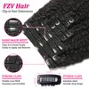 Kinky Straight Clip in Hair Extensions Real Human Hair 8Pcs 120g Kinky Clip Ins Full Head Brazilian Remy Hair Extensions for Women Natural Black Double Weft Hair Extensions Clip Ins 20 Inch