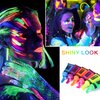 Fusang Glow in the Dark Face Body Paint,Washable Neon Face Body Paint,Black Light Face Makeup for Party Halloween Christmas Cosplay Masquerade Etc 0.48oz Set of 6 Tubes(6 colors)