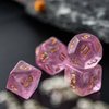Poludie 7-Die DND Dice Set Polyhedral Dice Set with a Leather Dice Bag, D&D Dice Set for Dungeons and Dragons, RPG, MTG Table Games (Pink/G)
