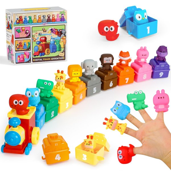XPIY Train Toys for Kids Ages 2-3, Montessori Learning Farm Trains Including 9 Animals and 1 Trainman, Toy Trains Set for Toddlers 3-5 Years Old, Christmas Birthday Gift for Baby Boys Girls