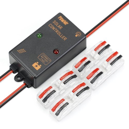 5A Waterproof Solar Charge Controller 6V/12V Auto, 5 amp Solar Panel Charging Regulator IP67 Waterproof 24Hours Load on for Lead-Acid (AGM Gel Seal Flooded) Battery
