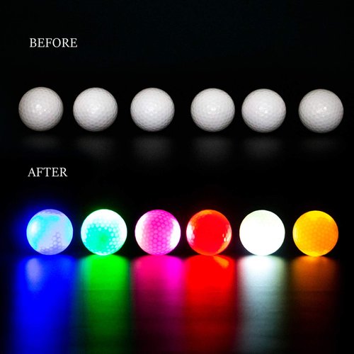THIODOON Glow Golf Ball for Night Sports Super Bright LED Golf Balls Glowing in The Dark Golf Ball Long Lasting Light up Golf Ball (6 Pack)