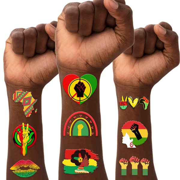 African American Temporary Tattoos - 100PCS Black History Month Sticker for Kids |Juneteenth Birthday Decorations, Afro African Themed Party Favors and Supplies | Cute Kids Boy Gifts | Ideal Prizes