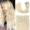 UGOTRAYS Clip in Hair Extensions Real Human Hair Blonde - 15 Inch 70g 7pcs Platinum Blonde 100% Remy Human Hair Clip in Extensions Straight Real Human Hair #60 Platinum Blonde Clip in Hair Extensions