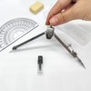 BlingKingdom Drawing Compass Set with Lead Refills and Eraser Maths Protractor Set Metal Math Geometry Kit Stainless Steel Scribing Tool for Architects Engineers Secondary School Students Teacher