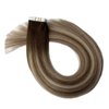 FUBILI Tape in Human Hair Extensions Real Human Hair Brown Fading to Blonde Mix Brown Hair Extensions for Women 40g 12 Inch
