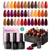 Beetles 23Pcs Fall Gel Nail Polish Kit Winter 20 Colors with Base Gel Top Coat Orange Brown Burgundy Red Yellow Gel Polish Set Soak off Uv Golden Glitter Holiday Nail Art Gift for Girls