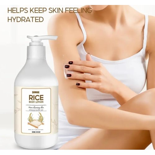 Generic Rice Body Lotion, Containing Rice Ingredients, Moisturizing, For Face, Body, Hands, Neck Daily Skin Care, 10 oz with Milk Rice Body Soap Bar