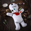 Kathfly 8 Pcs Voodoo Doll Set Include Horror Doll, 7 Pcs Skull Pins Ghost Doll Soft Revenge Dammit Creepy Dolls Pin Holder Voodoo Resin Metal Straight Pins Stress Relieving(White)