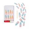 GoldFinger Trendy False Nails Kit, X-Long Coffin Design Nail, Fantasy French Tip Sky Blue Print, Ready to Wear Gel & Manicure Stick included, Long-Lasting Convenient & Easy to Apply