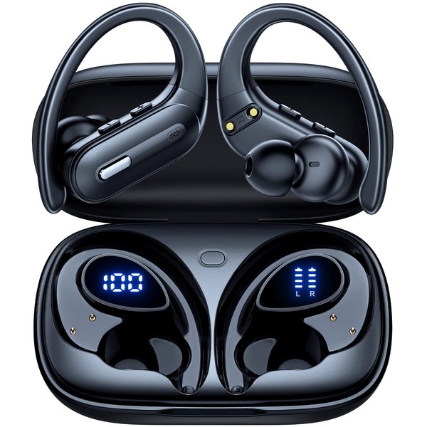 OFNEX Wireless Earbuds Bluetooth 5.3 Headphones 90 Hrs Playtime Earbuds with Wireless Charging Case Over-Ear Sports Earphones Waterproof Deep Bass Headset