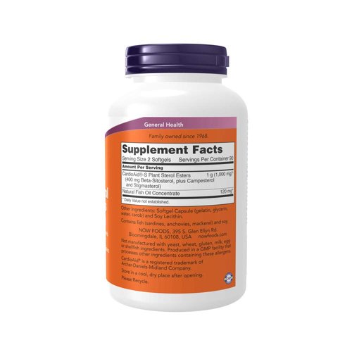 NOW Supplements, Beta-Sitosterol Plant Sterols with CardioAid®-S Plant Sterol Esters and Added Fish Oil, 180 Softgels