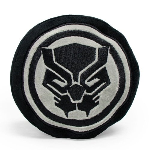 Dog Toy, Marvel, Plush Squeaker Black Panther Icon Black Silver