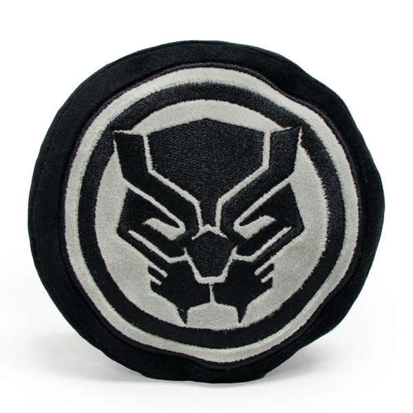 Dog Toy, Marvel, Plush Squeaker Black Panther Icon Black Silver