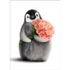 Penguin With Flower Bouquet Funny Valentine's Day Card