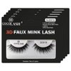 Cocohoney 3D Faux False Mink Eyelashes (5 PAIRS plus 1 ADHESIVE GLUE) DAILY LOOK, Reusable, Ultralight, Durable, Easy Application (3D015 (plus DARK GLUE))