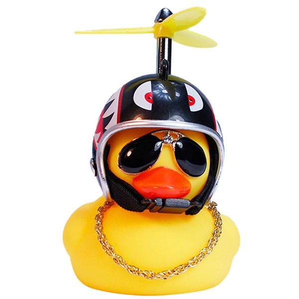 wonuu Rubber Duck Toy Car Ornaments Yellow Duck Car Dashboard Decorations Cool Glasses Duck with Propeller Helmet