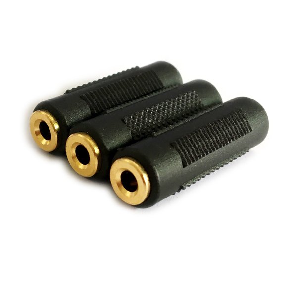 3.5mm Stereo Jack to 3.5mm Stereo Jack Female to Female Adapter Connector Gold Plated (3 Pack)