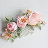 Fangsen Wedding Boho Pink Rose Sunflower Chamomile Buds Flower Hair Clips Floral Comb With Hair Piece and Hair Vines for Brides and Bridesmaids Silver