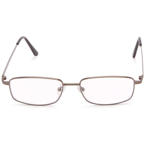 Foster Grant Men's T10 Rectangular Reading Glasses, Shiny Gunmetal/Transparent, 52 mm, 1.00