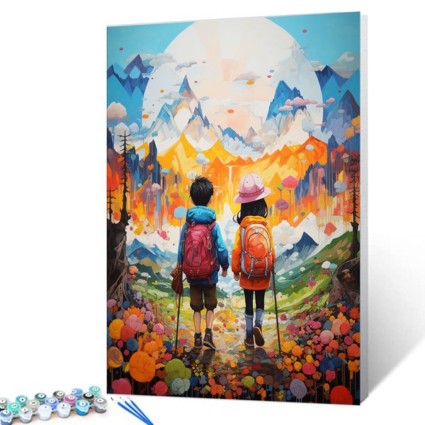 Mountain Climbing Framed DIY Paint by Numbers Kits with Brushes and Acrylic Boy and Girl Pigment Canvas Painting for Adults Kids Graffitic Picture Arts Craft Home Decor 16''x20''inch (DIY Frame)