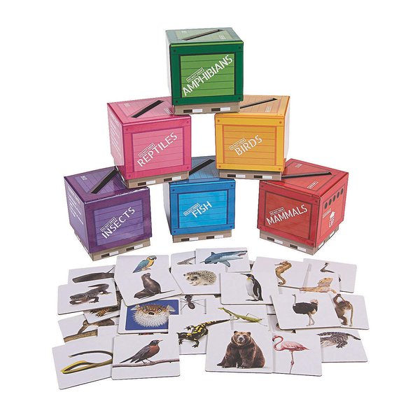 Fun Express Animal Classifications Sorting Boxes - 37 Pieces - Educational and Learning Activities for Kids