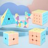 TUNJILOOL Speed Cube Set, 2x2 3x3 4x4 Pyramid Cube 24 Blocks Twisty Ruler Magic Snake Cube Smoothly Stickerless Puzzle Cube 5Pack(Macroon)