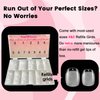 600Pcs Extra Extra Short Round Nail Tips, SINOKAME Pre-etched Small Petite Child Size XXS Round Oval Full Cover Natural Gel Nail Tips, Gel Clear Press on Nails Extra Short,10 Sizes with Refills 4&5
