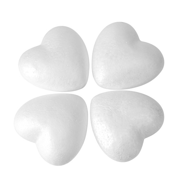 Crafare Craft Foam Heart 5 Inch 4 Pack Polystyrene Foam Wreath for Wedding or Valentines Projects Sculpture Modeling Decoration