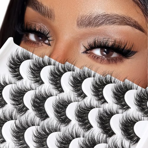 Ahrikiss False Eyelashes Fluffy Cat Eye Lashes 14 Pairs Volume Fake Lashes Lightweight 17mm Natural Lashes Curly Soft Eye Lashes Pack P01