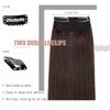 FUOTONBUTY 1 Pcs Short Hair Extensions Clip in 6 Inch Dark Brown to Black Hairpiece Human Hair Toppers for Women With Thinning Hair Adding Hair Volume