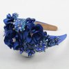 Big Chunky Flower Headband Crystal Bead Handmade Wide Jeweled Hairband Hairwear Accessories Festival Rhinestone Hair Band (royal blue)