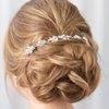 Foyte Crystal Wedding Hair Comb Leaf Headpiece Silver Rhinestone Hair Piece Bride Side Combs Hair Accessories for Women and Girls